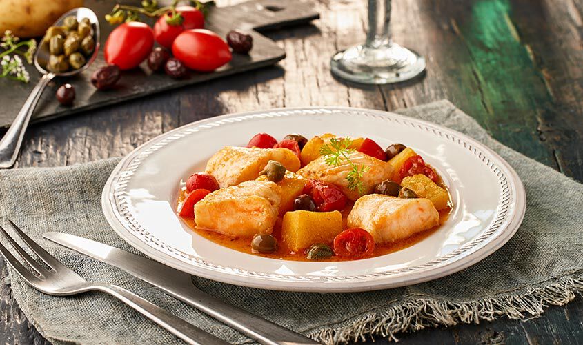 Specialità di pesce - Cuori di Filetto di Merluzzo alla Siciliana