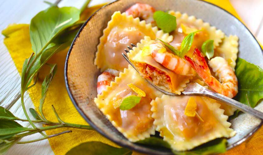 Primi e Sughi - Ravioli Mazzancolle al Profumo di Limone