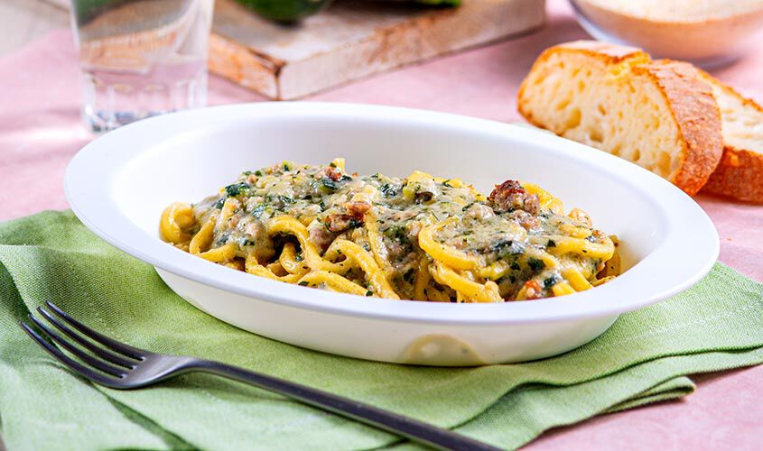 Ristopiatti: i primi piatti gourmet - "I RistopiattiTonnarelli Pesto di Zucchine e Salsiccia