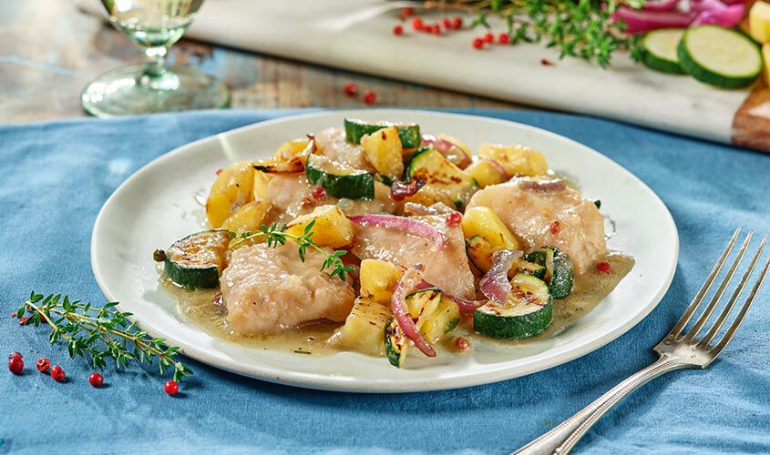 Specialità di pesce - Cuori di Filetto di Merluzzo alla Mediterranea