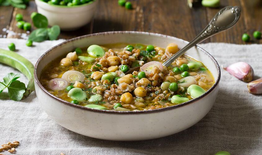 Zuppa di farro con piselli, ceci e fave Bofrost