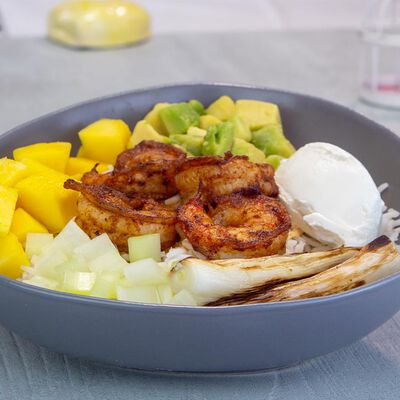 Pokè con gamberoni, avocado, mango e maionese al wasabi Bofrost